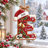 Personalized Initial Letter with Santa Hat Wood Ornament HO82 904272