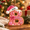 Personalized Gingerbread Letter with Santa Hat Wood Ornament HO82 904274