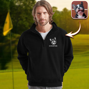 Custom Dog Cat Face Personalized Embroidered Golf Quarter Zip Sweater, Unique Golf Enthusiast Gift HA75 898628