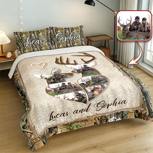 Custom Photo Hunter Couple Quilt Bedding Set Gift For Couple, Husband, Wife TH10 896725