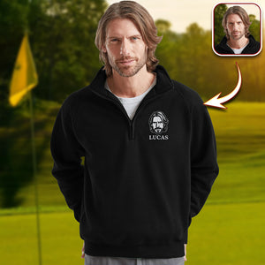 Custom Face Personalized Embroidered Golf Quarter Zip Sweater, Unique Golf Enthusiast Gift, Golfers and Coaches Gift HA75 898630