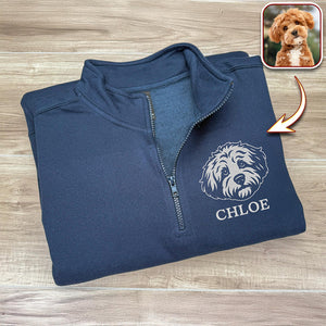 Custom Dog Cat Face Personalized Embroidered Golf Quarter Zip Sweater, Unique Golf Enthusiast Gift HA75 898628