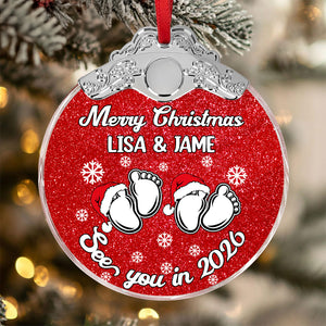 Baby Expecting See You In 2026 - Personalized Metal Top Glass Ornament For Christmas LM32 893975