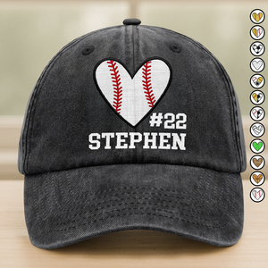 Personalized Baseball Softball Basketball Heart Sports Washed Denim Baseball Cap HA75 897684