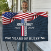 Custom Family Name Patriotic American, 250 Years of Blessing God House Flag LM32 899013