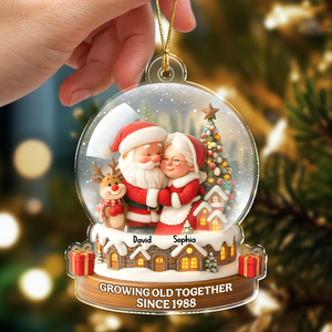 Santa Couple With Cozy Hug Christmas - Personalized Acrylic Ornament Gift for Couples CH07 899508