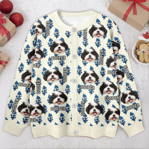 Custom Dog Cat Photo With Hand Block Print Ugly Cardigan For Dog/Cat Lovers LM32 897191