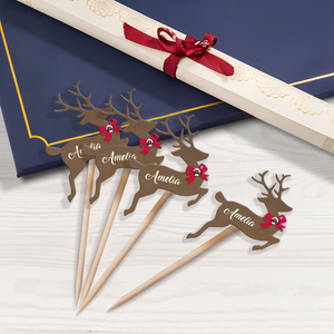 Custom Name Reindeer Cupcake Toppers For Christmas TH10 894755