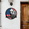 Custom Family Name US Flag With American Eagle Monogram Metal Sign LM32 897899