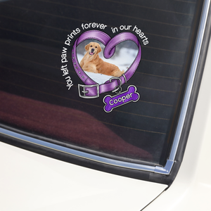 Custom Photo You Left Paw Prints In My Heart Dog Memorial Car Window Decal Sticker CH07 910338