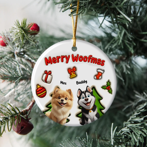 Personalized Merry Woofmas 3D Inflated Effect Ceramic Ornament For Dog Lover TH10 896525