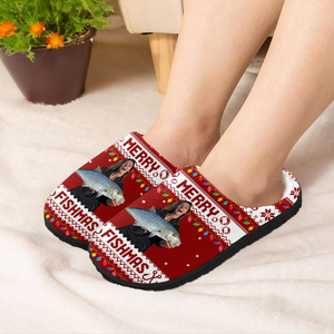 Custom Photo Merry Fishmas Slippers For Fishing Lovers HO82 900426