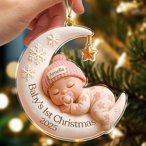 Personalized Baby Sleeping First Christmas With Moon Acrylic Ornament LM32 895795