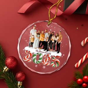 Custom Family Photo Circle Glass Ornament Gift For Christmas CH07 899788