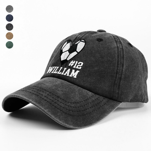 Personalized Baseball Softball Basketball Heart Sports Washed Denim Baseball Cap HA75 897684