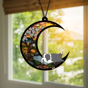Custom Sleeping Dog Dreaming Of Treats And Belly Rubs Suncatcher LM32 893949