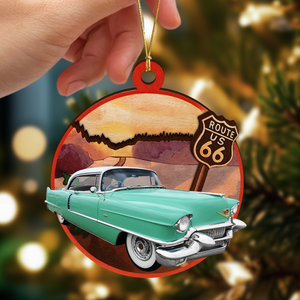 Custom Car Photo Route 66 Xmas 2 Layer Wooden Ornament TH10 894871