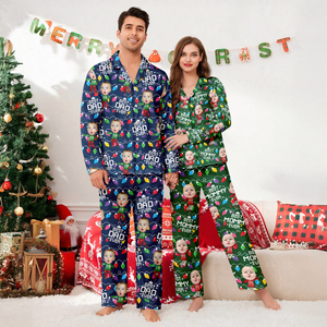 Custom Funny Kid Face Best Dad Ever Christmas Light Pajamas LM32 897263