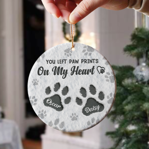 You Left Paw Prints On My Heart Personalized Ceramic Ornament For Dog Lovers HA75 897858