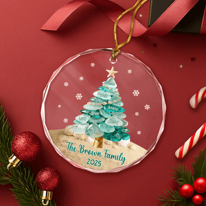 Custom Family Name Sea Glass Family Tree Glass Ornament CH07 899866