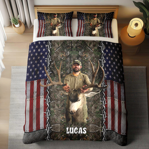 Custom Photo Deer Hunting Quilt Bedding Set For Hunting Lovers LM32 897287