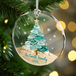 Custom Family Name Sea Glass Family Tree Glass Ornament CH07 899866