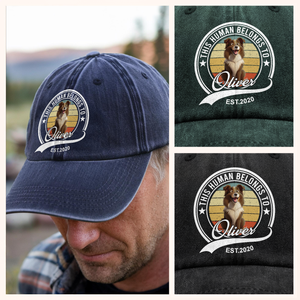 Custom Cute 3D Dog - Human Belongs To Dog Washed Denim Baseball Cap HA75 898152