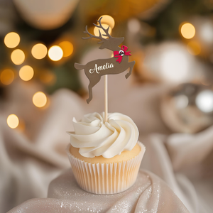 Custom Name Reindeer Cupcake Toppers For Christmas TH10 894755