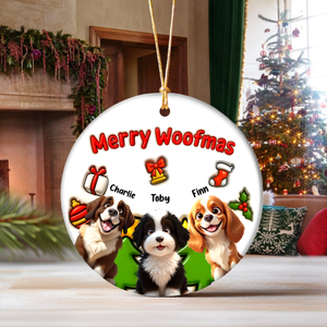 Personalized Merry Woofmas 3D Inflated Effect Ceramic Ornament For Dog Lover TH10 896525