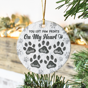 You Left Paw Prints On My Heart Personalized Ceramic Ornament For Dog Lovers HA75 897858