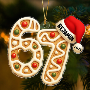 Funny Six Seven 6 7 Teen Slang Personalized Christmas Acrylic Ornament CH07 899366