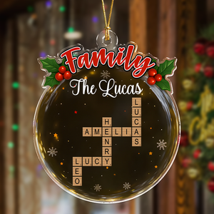 Personalized Crossword Style Family Keepsake Acrylic Ornament Christmas Gift HA75 897690