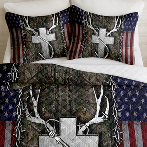 Custom Photo Deer Hunting Quilt Bedding Set For Hunting Lovers LM32 897287