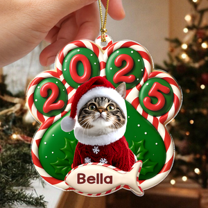 Custom Cat Photo Paw Christmas Acrylic Ornament For Cat Lovers HA75 898376