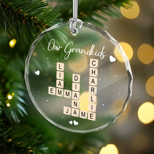 Personalized Our Grandkids Crossword Puzzle Art Glass Ornament HA75 897696