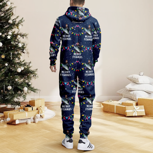 Custom Photo Merry Fishmas Onesie Pajamas, Christmas Gift For Family, Fishing Lovers HO82 900632