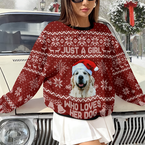 Custom Photo Just A Girl Who Loves Her Dog Ugly Sweater For Christmas TH10 896277