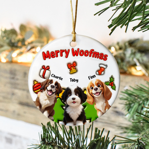 Personalized Merry Woofmas 3D Inflated Effect Ceramic Ornament For Dog Lover TH10 896525