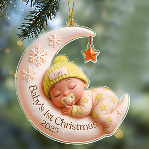 Personalized Baby Sleeping First Christmas With Moon Acrylic Ornament LM32 895795