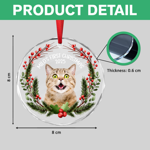 Custom Photo Baby Cat First Christmas 2025 Glass Ornament For Cat Lovers LM32 897105