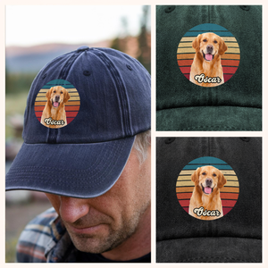 Custom Dog Cat Photo Retro Washed Denim Baseball Cap Personalized Gift For Dog Cat Lovers HO82 894458