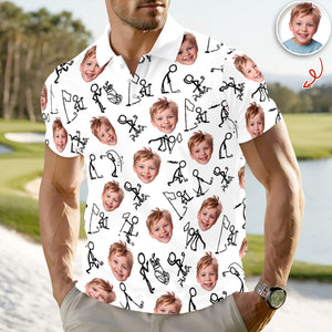 Custom Funny Face Minimalist Golf Pose Polo Shirt Gift For Golfer, Golf Lovers LM32 897617