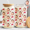 Custom Photo Glass Can With Lid, Christmas Gift For Family HO82 900692
