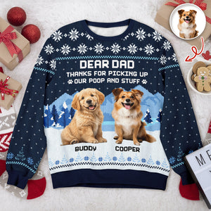 Thank For Picking Up My Poop And Stuff Custom Dog Photo Ugly Sweater CH07 896596