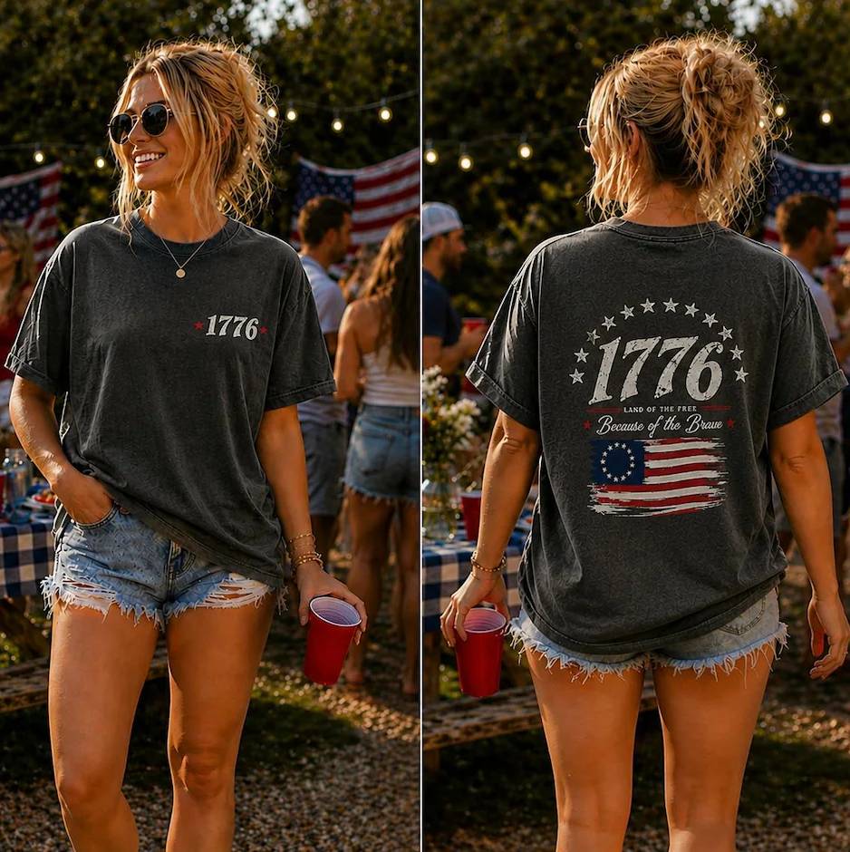 1776 Patriotic USA Flag Vintage Style Comfort Shirt HO82 902532