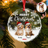 Custom Photo Merry Woofmas Christmas Glass Ornament For Dog Lovers HA75 897486