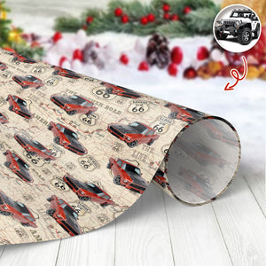 Custom Car Photo Retro Route 66 Wrapping Paper Gift For Car Lover CH07 899932