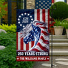 Custom Family Name Patriotic Horse Flag, 250 Years Strong Patriotic Garden Flag HA75 920128