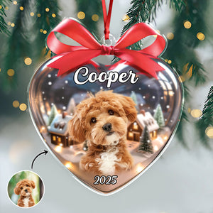 Custom Dog Photo Heart Shaped Acrylic Ornament Christmas Gift For Dog Lovers CH07 899332