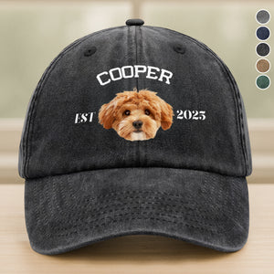 Custom Photo Dog Cat Dad Washed Denim Baseball Cap TH10 894381